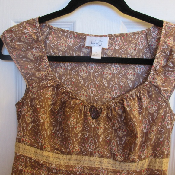 Ann Taylor LOFT Brown Peasant Blouse - Picture 4 of 5